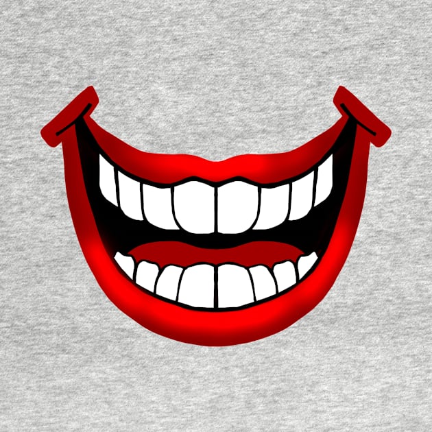 Funny Silly Fun Red Lips Smile with White Teeth on Pastel Blue Background by galaxieartshop